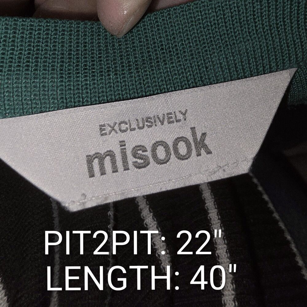 EXCLUSIVELY MISOOK Sz XL Vintage Signature Knit Black Green Blue L/S Midi Dress - Picture 6 of 7
